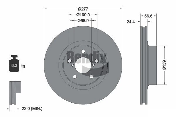 2x Bendix Front Brake Rotors for Subaru Forester SF Outback BG BH BR Impreza GD - Image 2