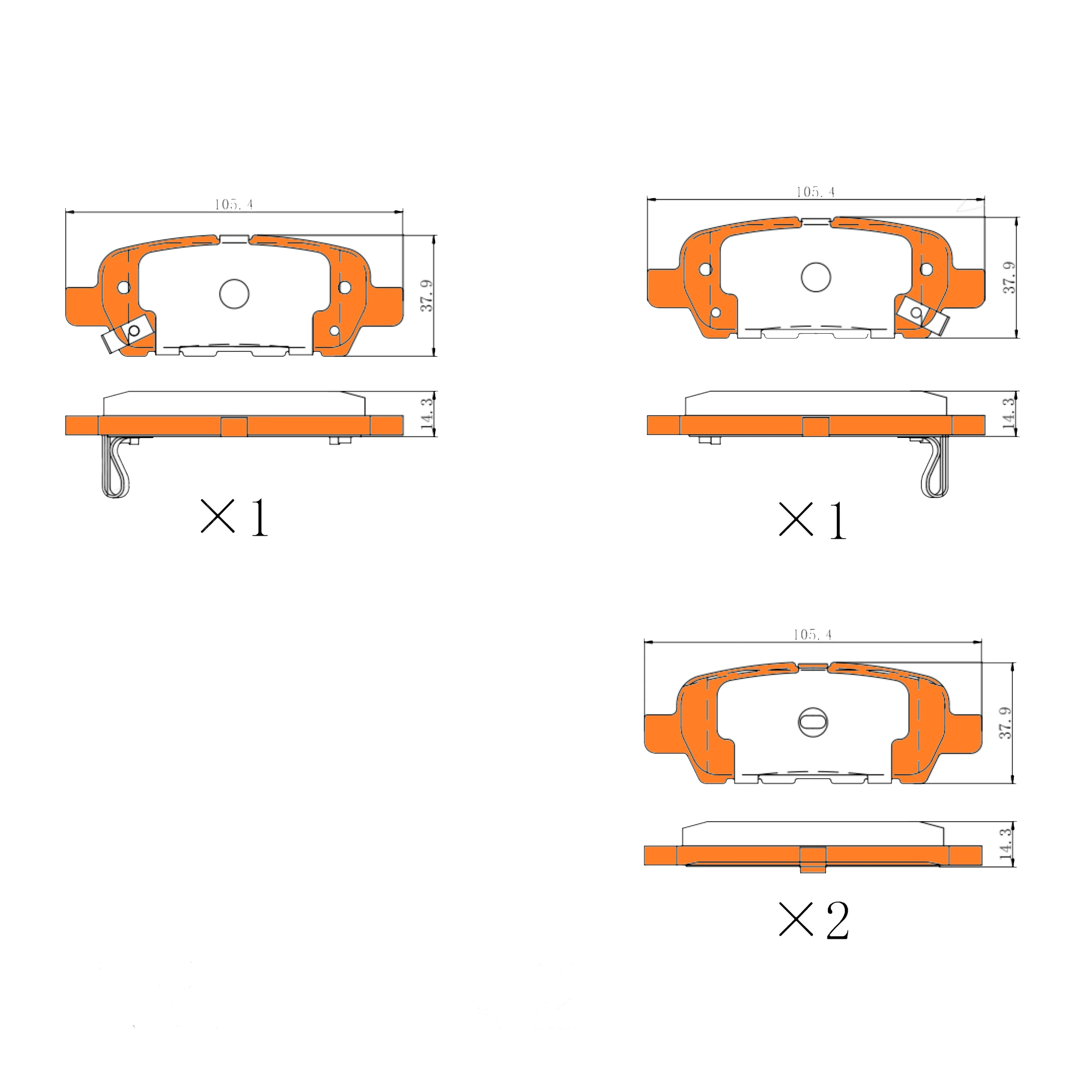 Rear Disc Brake Pad Set for Nissan Leaf ZE0 ZE1 X-Trail T32 W/O Elec Park Brake - Image 2